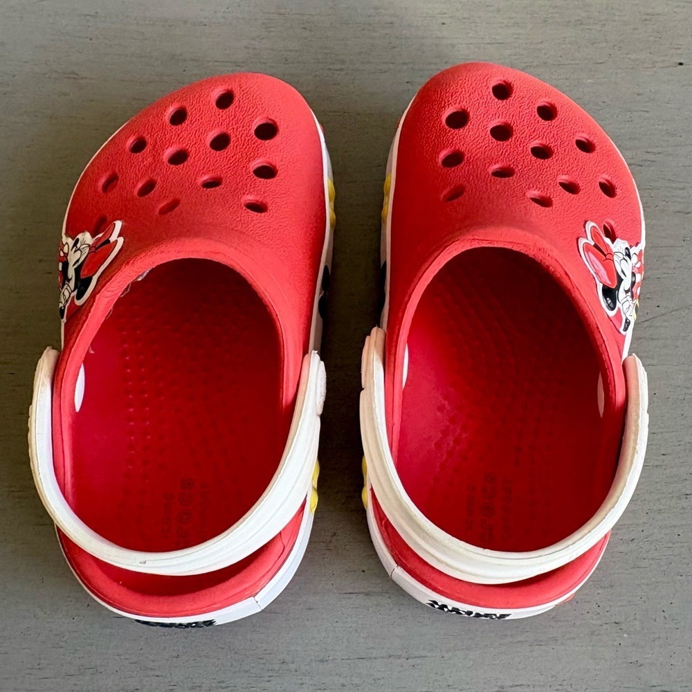 CROCS Disney Minnie Mouse Kids Slip On Clog Shoes Toddler Little Kids Sz 4 Red - Picture 7 of 14